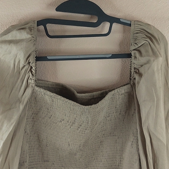 Gianni Bini Angel Woven Khaki Blouse Crop Top Sedona Sunset LG. - Picture 7 of 12